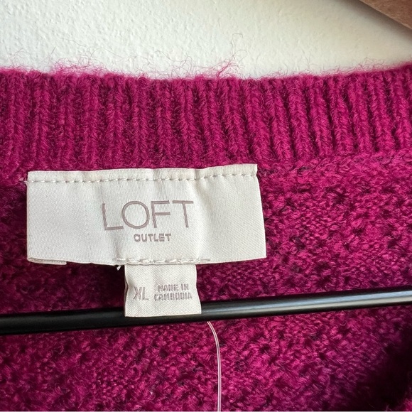 New LOFT Pointelle Fine Knit Long Sleeve Henley Pullover Sweater XL Feminine - Picture 5 of 12